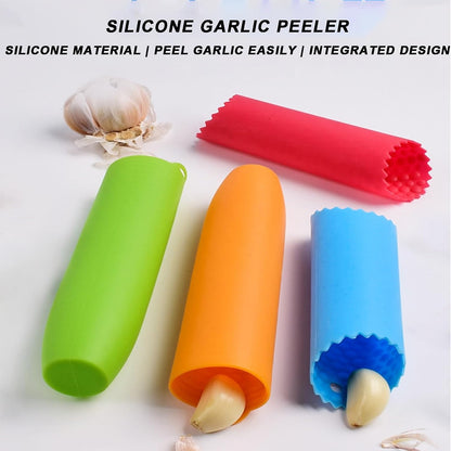 6 Pcs Silicone Garlic Peeler Tube, Garlic Peeler Skin Remover Roller - Skin Remover Garlic Roller Peeling Tube Tool for Useful Kitchen Tools(A)