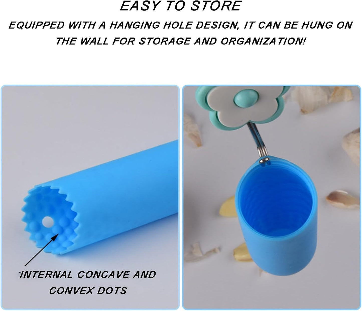 6 Pcs Silicone Garlic Peeler Tube, Garlic Peeler Skin Remover Roller - Skin Remover Garlic Roller Peeling Tube Tool for Useful Kitchen Tools(A)