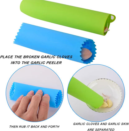 6 Pcs Silicone Garlic Peeler Tube, Garlic Peeler Skin Remover Roller - Skin Remover Garlic Roller Peeling Tube Tool for Useful Kitchen Tools(A)