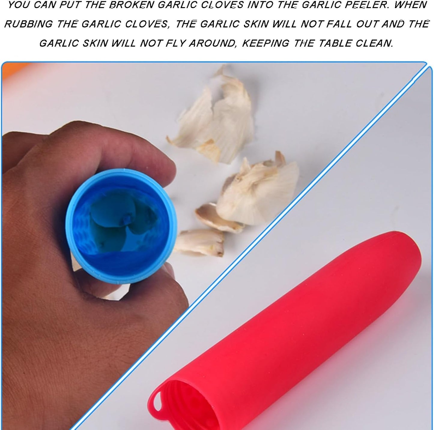 6 Pcs Silicone Garlic Peeler Tube, Garlic Peeler Skin Remover Roller - Skin Remover Garlic Roller Peeling Tube Tool for Useful Kitchen Tools(A)