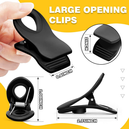 10PCS Magnetic Chip Clips Airtight Seal Reusable Black Bag Clips for Food Storage Heavy Duty Plastic Food Clip for Refrigerator,Fridge,Snack, Kitchen,Bread Bag,Garden,Clothes Pins,Home Decor