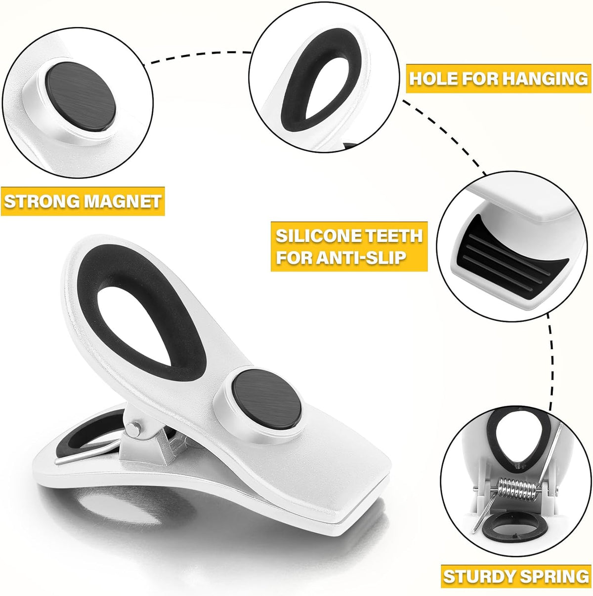 10PCS Magnetic Chip Clips Airtight Seal Reusable Black Bag Clips for Food Storage Heavy Duty Plastic Food Clip for Refrigerator,Fridge,Snack, Kitchen,Bread Bag,Garden,Clothes Pins,Home Decor