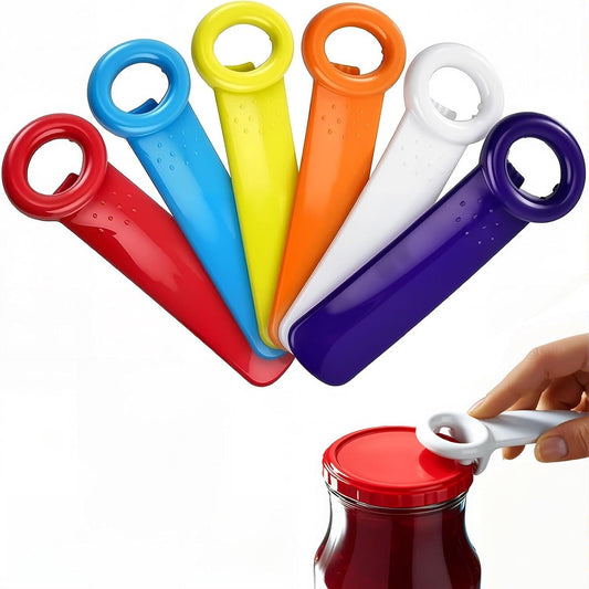 6 Pack Jar Openers for Seniors, Jar Lid Opener, Jar Key and Bottle Openers | Pop stubborn vacuum seals with less gripping; six colorful jar keys also lift crown caps for kitchens, picnics, and parties