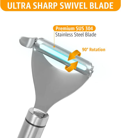 Vegetable Peeler for Kitchen, Y Peeler with SUS 304 Stainless Steel Blade & Handle, Ultra Sharp Potato Peeler with Built-in Eye Remover, Multifunctional Fruit & Veggie Peeler, Easy-Hang Loop