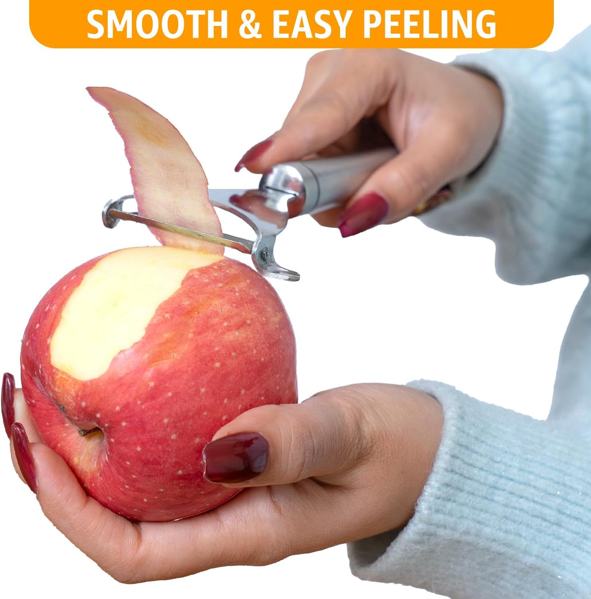Vegetable Peeler for Kitchen, Y Peeler with SUS 304 Stainless Steel Blade & Handle, Ultra Sharp Potato Peeler with Built-in Eye Remover, Multifunctional Fruit & Veggie Peeler, Easy-Hang Loop