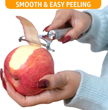 Vegetable Peeler for Kitchen, Y Peeler with SUS 304 Stainless Steel Blade & Handle, Ultra Sharp Potato Peeler with Built-in Eye Remover, Multifunctional Fruit & Veggie Peeler, Easy-Hang Loop
