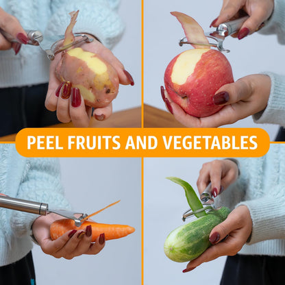 Vegetable Peeler for Kitchen, Y Peeler with SUS 304 Stainless Steel Blade & Handle, Ultra Sharp Potato Peeler with Built-in Eye Remover, Multifunctional Fruit & Veggie Peeler, Easy-Hang Loop