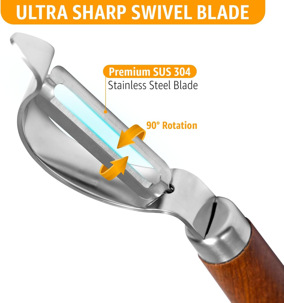 Vegetable Peeler for Kitchen, Y Peeler with SUS 304 Stainless Steel Blade & Handle, Ultra Sharp Potato Peeler with Built-in Eye Remover, Multifunctional Fruit & Veggie Peeler, Easy-Hang Loop