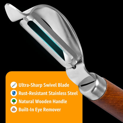 Vegetable Peeler for Kitchen, Y Peeler with SUS 304 Stainless Steel Blade & Handle, Ultra Sharp Potato Peeler with Built-in Eye Remover, Multifunctional Fruit & Veggie Peeler, Easy-Hang Loop
