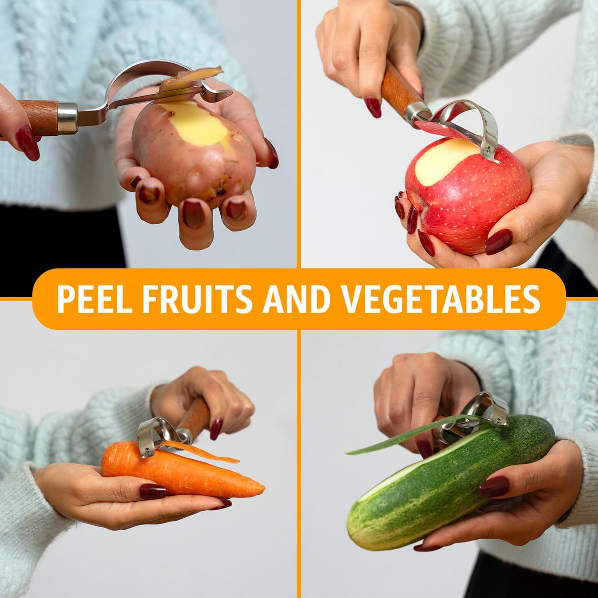 Vegetable Peeler for Kitchen, Y Peeler with SUS 304 Stainless Steel Blade & Handle, Ultra Sharp Potato Peeler with Built-in Eye Remover, Multifunctional Fruit & Veggie Peeler, Easy-Hang Loop