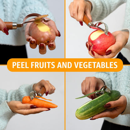 Vegetable Peeler for Kitchen, Y Peeler with SUS 304 Stainless Steel Blade & Handle, Ultra Sharp Potato Peeler with Built-in Eye Remover, Multifunctional Fruit & Veggie Peeler, Easy-Hang Loop