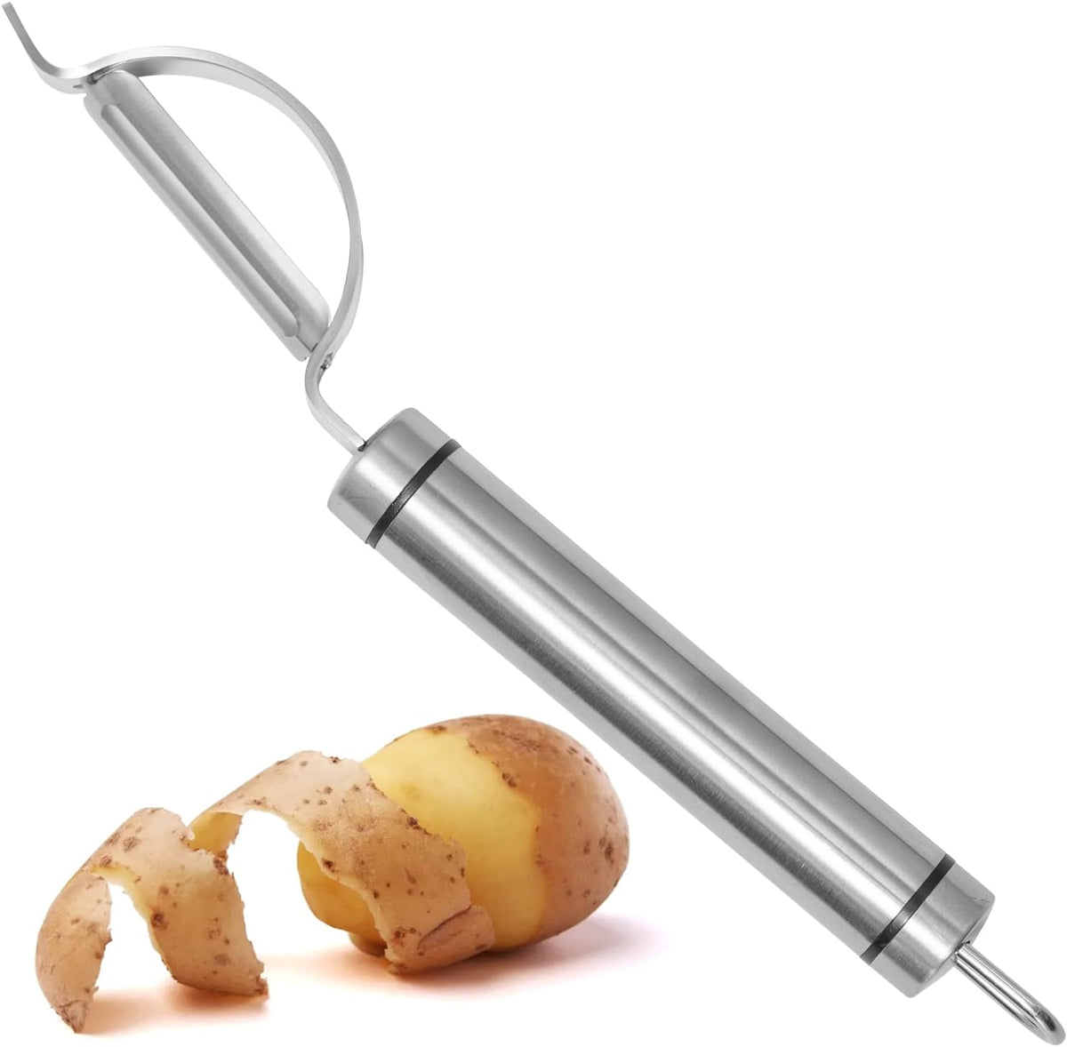 Vegetable Peeler for Kitchen, Y Peeler with SUS 304 Stainless Steel Blade & Handle, Ultra Sharp Potato Peeler with Built-in Eye Remover, Multifunctional Fruit & Veggie Peeler, Easy-Hang Loop