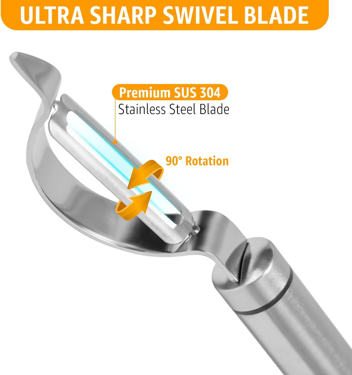 Vegetable Peeler for Kitchen, Y Peeler with SUS 304 Stainless Steel Blade & Handle, Ultra Sharp Potato Peeler with Built-in Eye Remover, Multifunctional Fruit & Veggie Peeler, Easy-Hang Loop