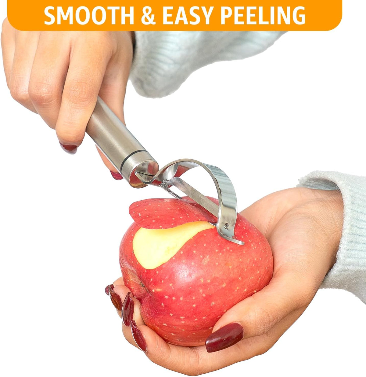 Vegetable Peeler for Kitchen, Y Peeler with SUS 304 Stainless Steel Blade & Handle, Ultra Sharp Potato Peeler with Built-in Eye Remover, Multifunctional Fruit & Veggie Peeler, Easy-Hang Loop