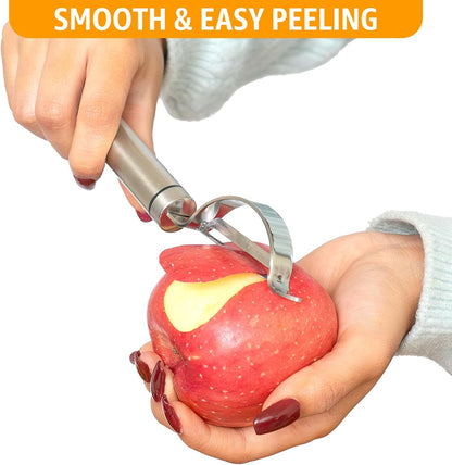 Vegetable Peeler for Kitchen, Y Peeler with SUS 304 Stainless Steel Blade & Handle, Ultra Sharp Potato Peeler with Built-in Eye Remover, Multifunctional Fruit & Veggie Peeler, Easy-Hang Loop