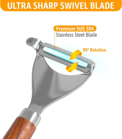 Vegetable Peeler for Kitchen, Y Peeler with SUS 304 Stainless Steel Blade & Handle, Ultra Sharp Potato Peeler with Built-in Eye Remover, Multifunctional Fruit & Veggie Peeler, Easy-Hang Loop