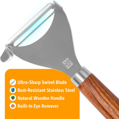 Vegetable Peeler for Kitchen, Y Peeler with SUS 304 Stainless Steel Blade & Handle, Ultra Sharp Potato Peeler with Built-in Eye Remover, Multifunctional Fruit & Veggie Peeler, Easy-Hang Loop