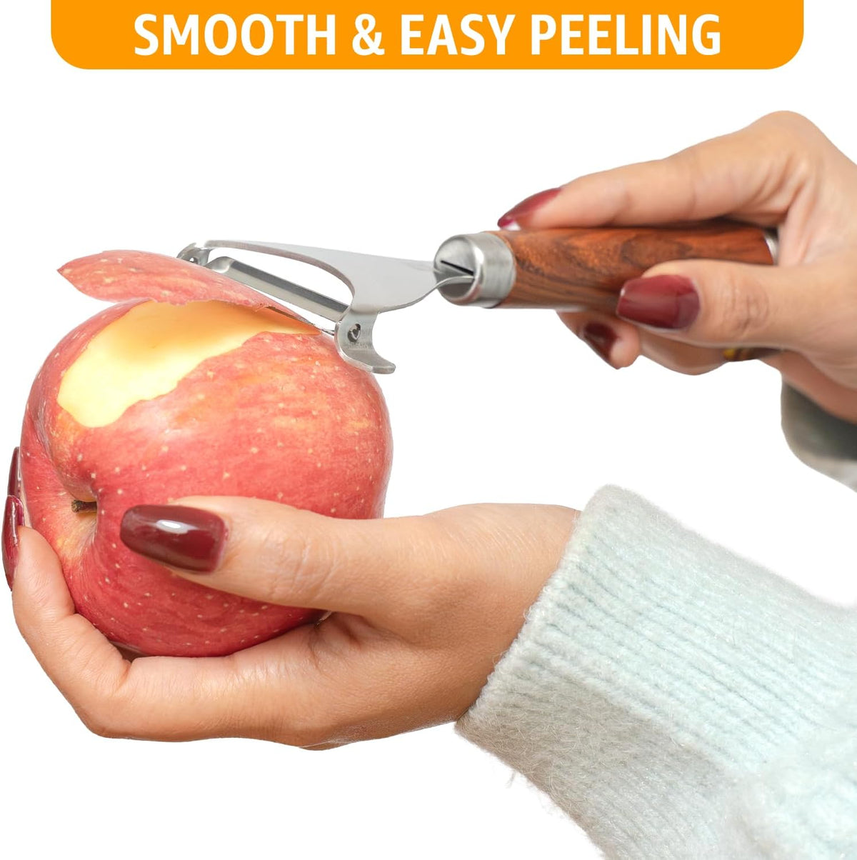 Vegetable Peeler for Kitchen, Y Peeler with SUS 304 Stainless Steel Blade & Handle, Ultra Sharp Potato Peeler with Built-in Eye Remover, Multifunctional Fruit & Veggie Peeler, Easy-Hang Loop
