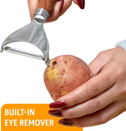 Vegetable Peeler for Kitchen, Y Peeler with SUS 304 Stainless Steel Blade & Handle, Ultra Sharp Potato Peeler with Built-in Eye Remover, Multifunctional Fruit & Veggie Peeler, Easy-Hang Loop