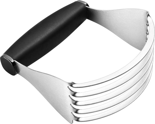 XL Pastry Blender, Durable Dough Blender For Baking - Black | Heavy Duty Dough Mixer with Stainless Steel Blades, Butter Cutter for Easy Mixing, Dishwasher Safe, Classic Design