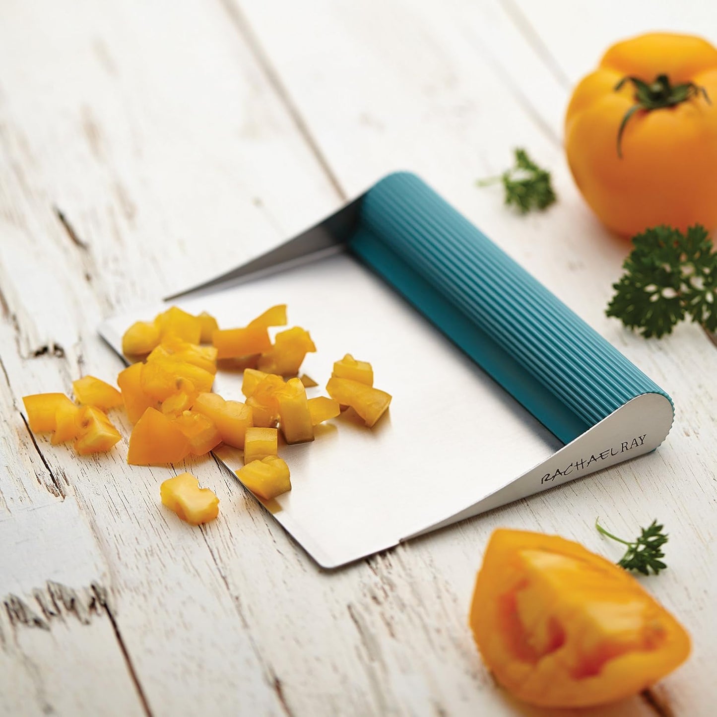 Rachael Ray Tools and Gadgets Stainless Steel Pastry Scraper / Bench Scrape / Kitchen Tool for Baking and Cooking / Dishwasher Safe, Red