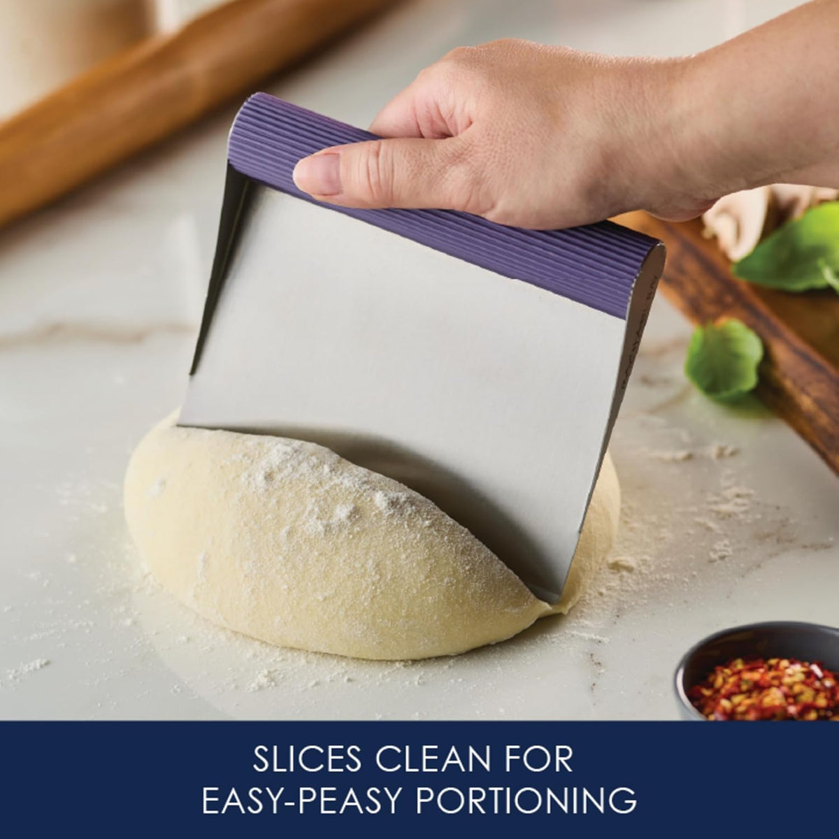 Rachael Ray Tools and Gadgets Stainless Steel Pastry Scraper / Bench Scrape / Kitchen Tool for Baking and Cooking / Dishwasher Safe, Red