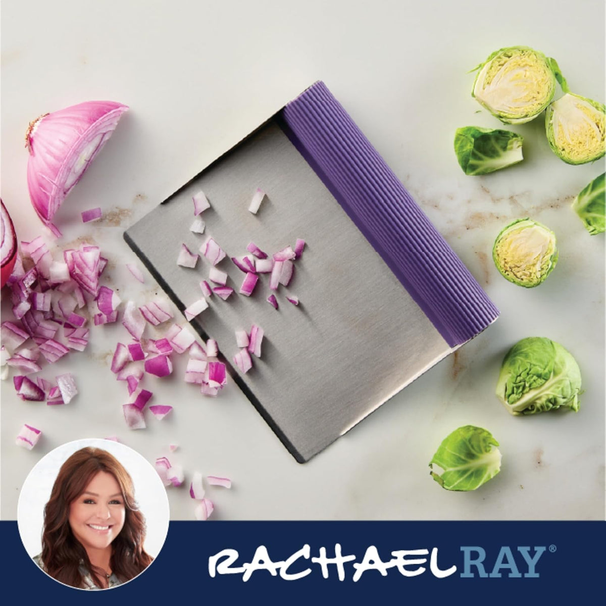 Rachael Ray Tools and Gadgets Stainless Steel Pastry Scraper / Bench Scrape / Kitchen Tool for Baking and Cooking / Dishwasher Safe, Red