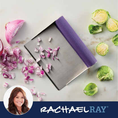 Rachael Ray Tools and Gadgets Stainless Steel Pastry Scraper / Bench Scrape / Kitchen Tool for Baking and Cooking / Dishwasher Safe, Red