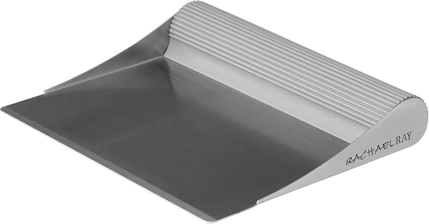 Rachael Ray Tools and Gadgets Stainless Steel Pastry Scraper / Bench Scrape / Kitchen Tool for Baking and Cooking / Dishwasher Safe, Red