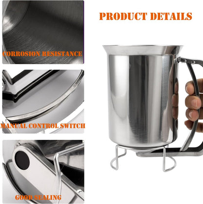 Stainless Steel Pancake Batter Dispenser, Batter Dispenser with Squeeze Handle, Professional Pancake Dispenser for Pancakes, Cupcakes, Muffins and Waffles (800ml)