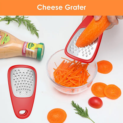 Kitchen Unique Gadgets Set 6 Pieces, Space Saving, Cheese Grater, Bottle Opener, Fruit Vegetable Peeler, Pizza Cutter, Garlic Ginger Grinder, Herb Stripper Gift Set
