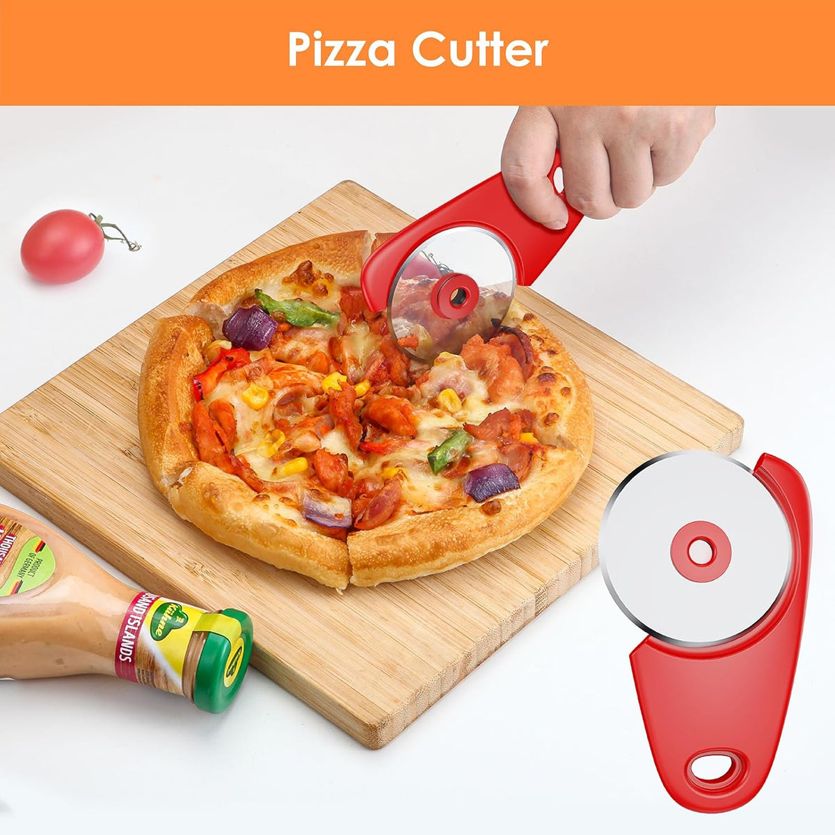 Kitchen Unique Gadgets Set 6 Pieces, Space Saving, Cheese Grater, Bottle Opener, Fruit Vegetable Peeler, Pizza Cutter, Garlic Ginger Grinder, Herb Stripper Gift Set