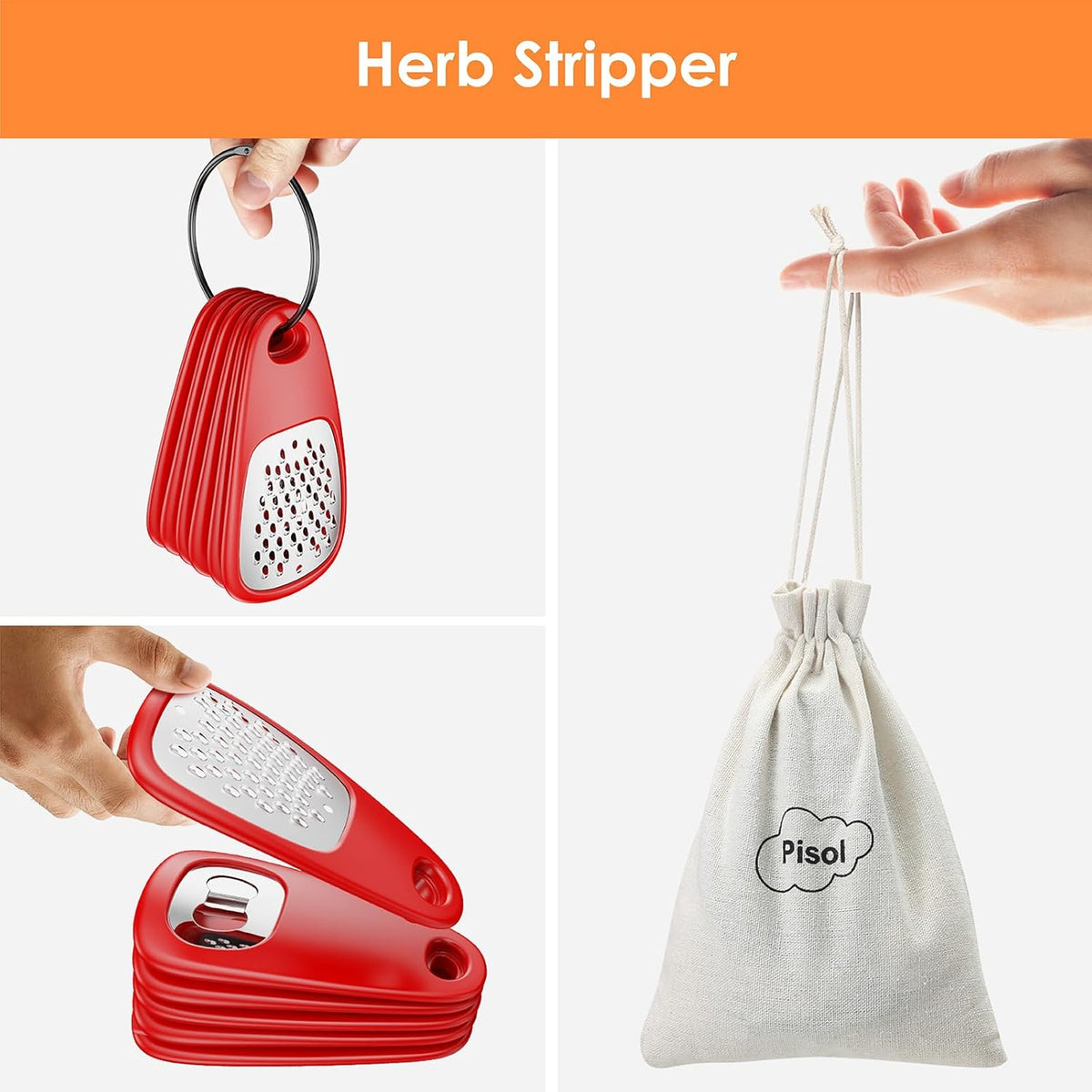 Kitchen Unique Gadgets Set 6 Pieces, Space Saving, Cheese Grater, Bottle Opener, Fruit Vegetable Peeler, Pizza Cutter, Garlic Ginger Grinder, Herb Stripper Gift Set