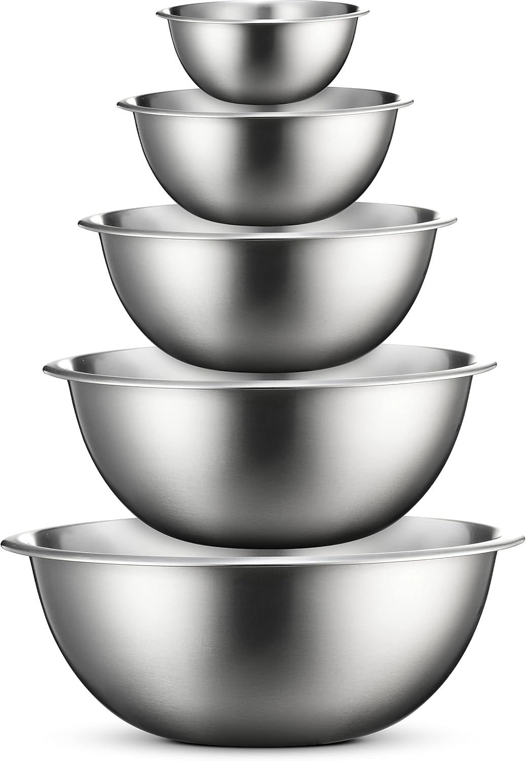 Stainless Steel Mixing Bowls Set, Dishwasher Safe, 6 Piece Metal Mixing Bowls For Kitchen, Nesting, Large, Small, Big Food Prep, Cooking, Baking