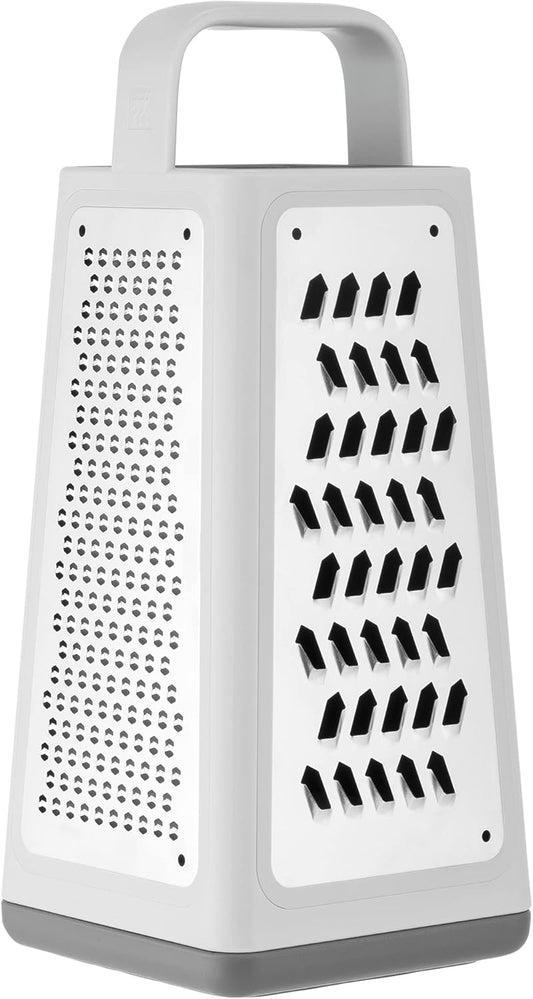Z-Cut Tower Multifunctional Box Grater, Faster Grating Technology, Cheese Grater, Zester, Garlic grater, Slicer, Rasp Grater and more, Gray