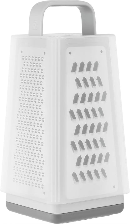 Z-Cut Tower Multifunctional Box Grater, Faster Grating Technology, Cheese Grater, Zester, Garlic grater, Slicer, Rasp Grater and more, Gray