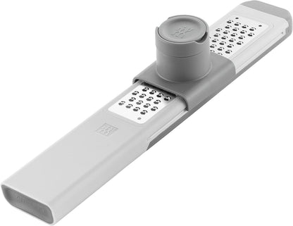 Z-Cut Tower Multifunctional Box Grater, Faster Grating Technology, Cheese Grater, Zester, Garlic grater, Slicer, Rasp Grater and more, Gray