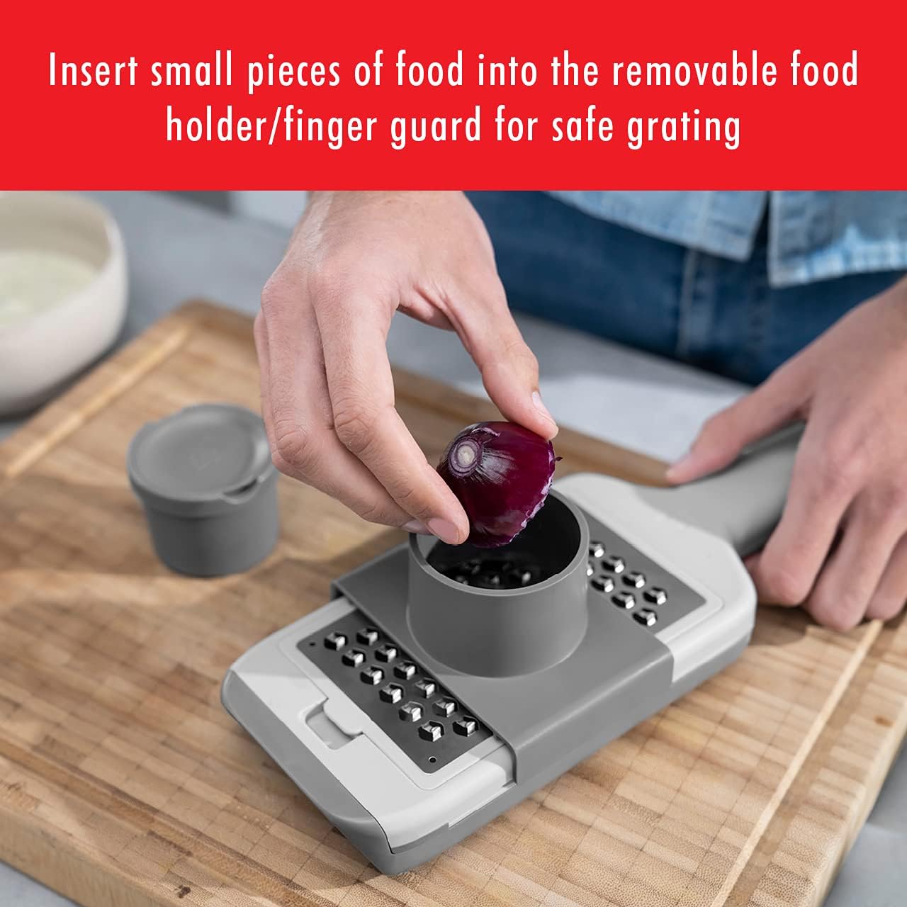 Z-Cut Tower Multifunctional Box Grater, Faster Grating Technology, Cheese Grater, Zester, Garlic grater, Slicer, Rasp Grater and more, Gray