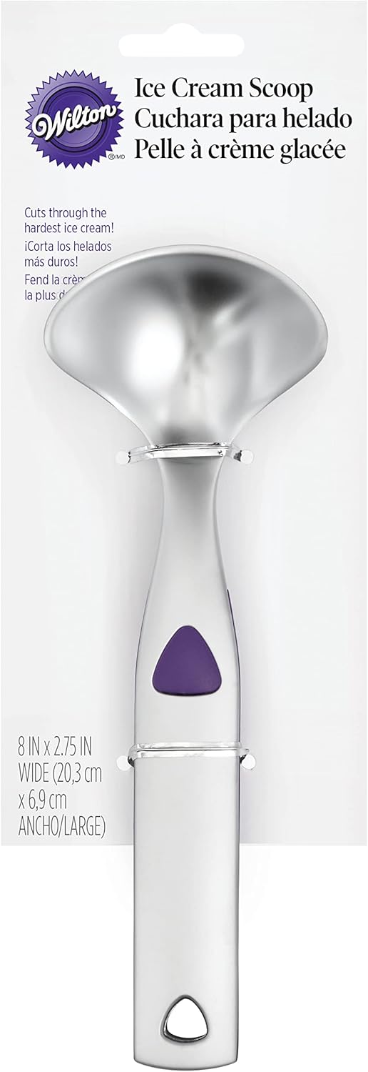 Heavy-Duty Ice Cream Scoop, Non-Slip Grip, Silver | Heavy-Duty Stainless Steel Scoop with Non-Slip Grip for Portioning Ice Cream, Cookie Dough & Mashed Potatoes Evenly