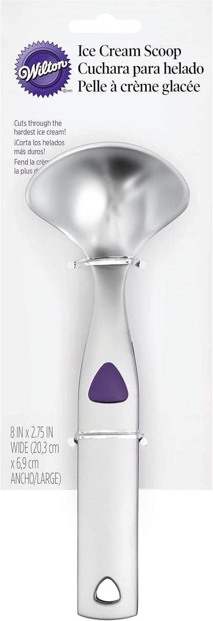 Heavy-Duty Ice Cream Scoop, Non-Slip Grip, Silver | Heavy-Duty Stainless Steel Scoop with Non-Slip Grip for Portioning Ice Cream, Cookie Dough & Mashed Potatoes Evenly