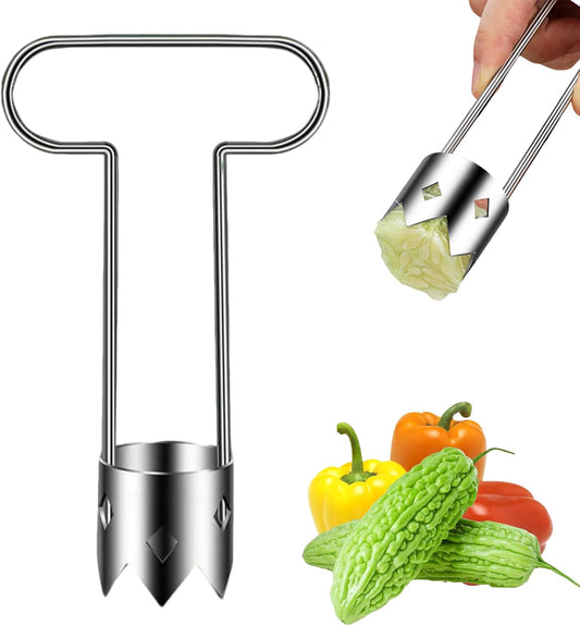 Red Bell Pepper Corer, Apple and Pineapple Corer, Kitchen Gadgets 2025 New Stainless Steel Corers Remover Tool for Fruit and Vegetable (SilverT)