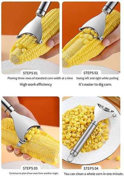 2 pcs Stainless Steel Corn Stripper Thresher Kitchen Gadget