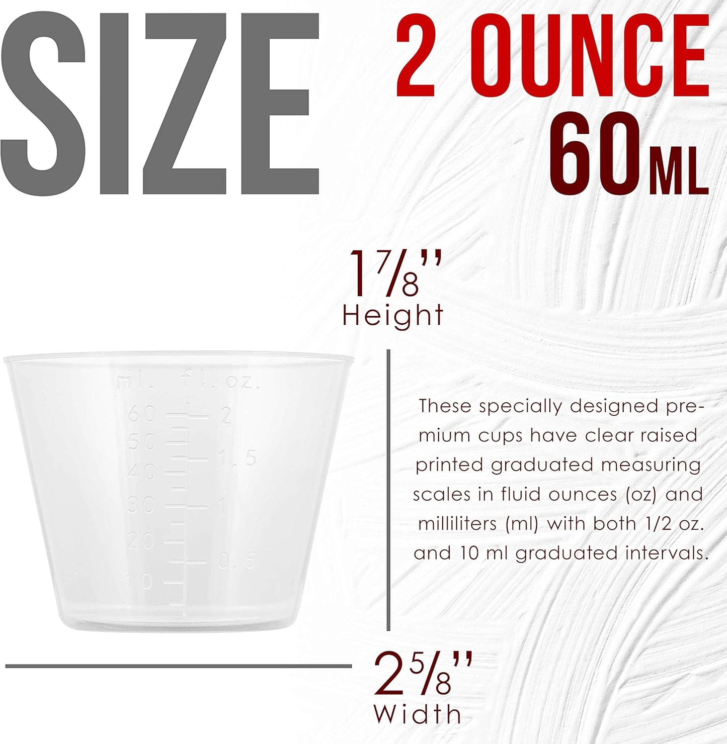5 Oz (150 ml) Liquid Measuring Cups - Plastic Graduated Cup (50 Pack) with 25 Sticks - Reusable Mixing Cups for Paint, Craft, Kitchen, Lab, Medical Supplies, Epoxy Resin, Art