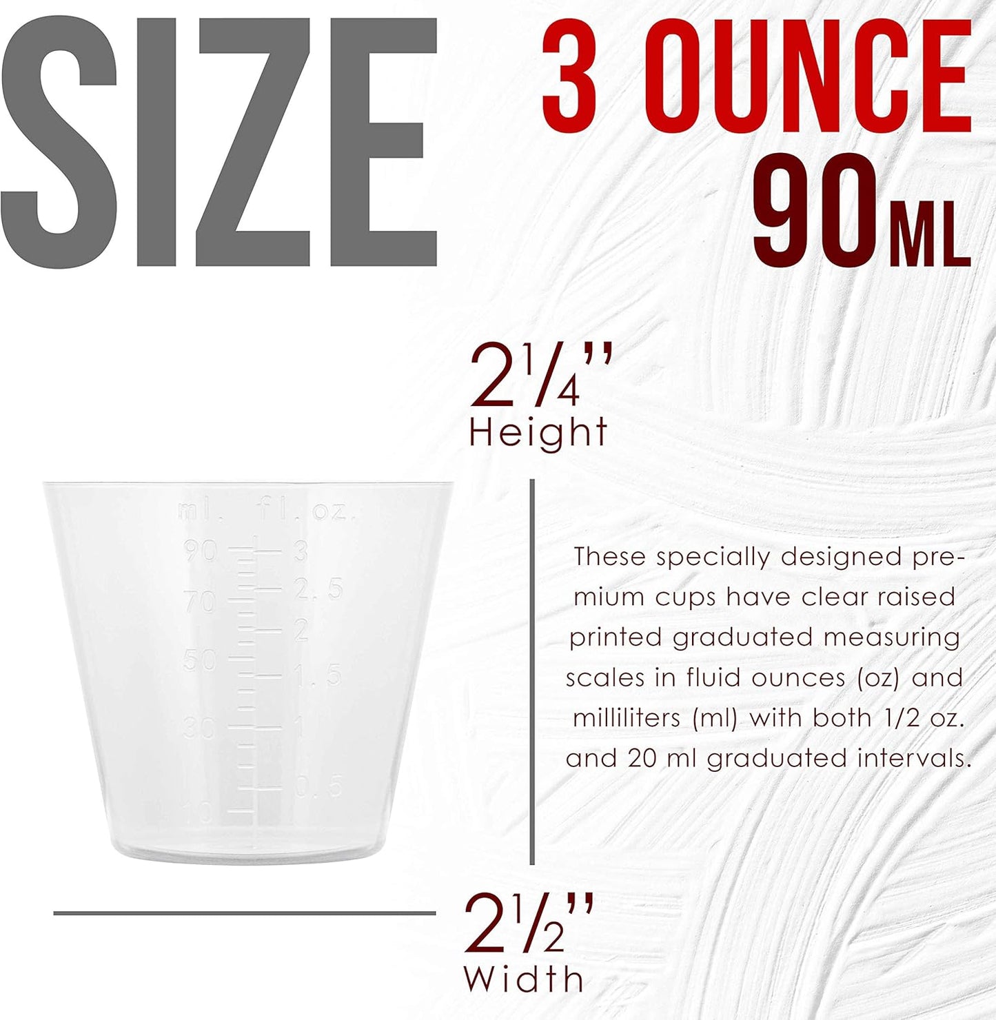 5 Oz (150 ml) Liquid Measuring Cups - Plastic Graduated Cup (50 Pack) with 25 Sticks - Reusable Mixing Cups for Paint, Craft, Kitchen, Lab, Medical Supplies, Epoxy Resin, Art