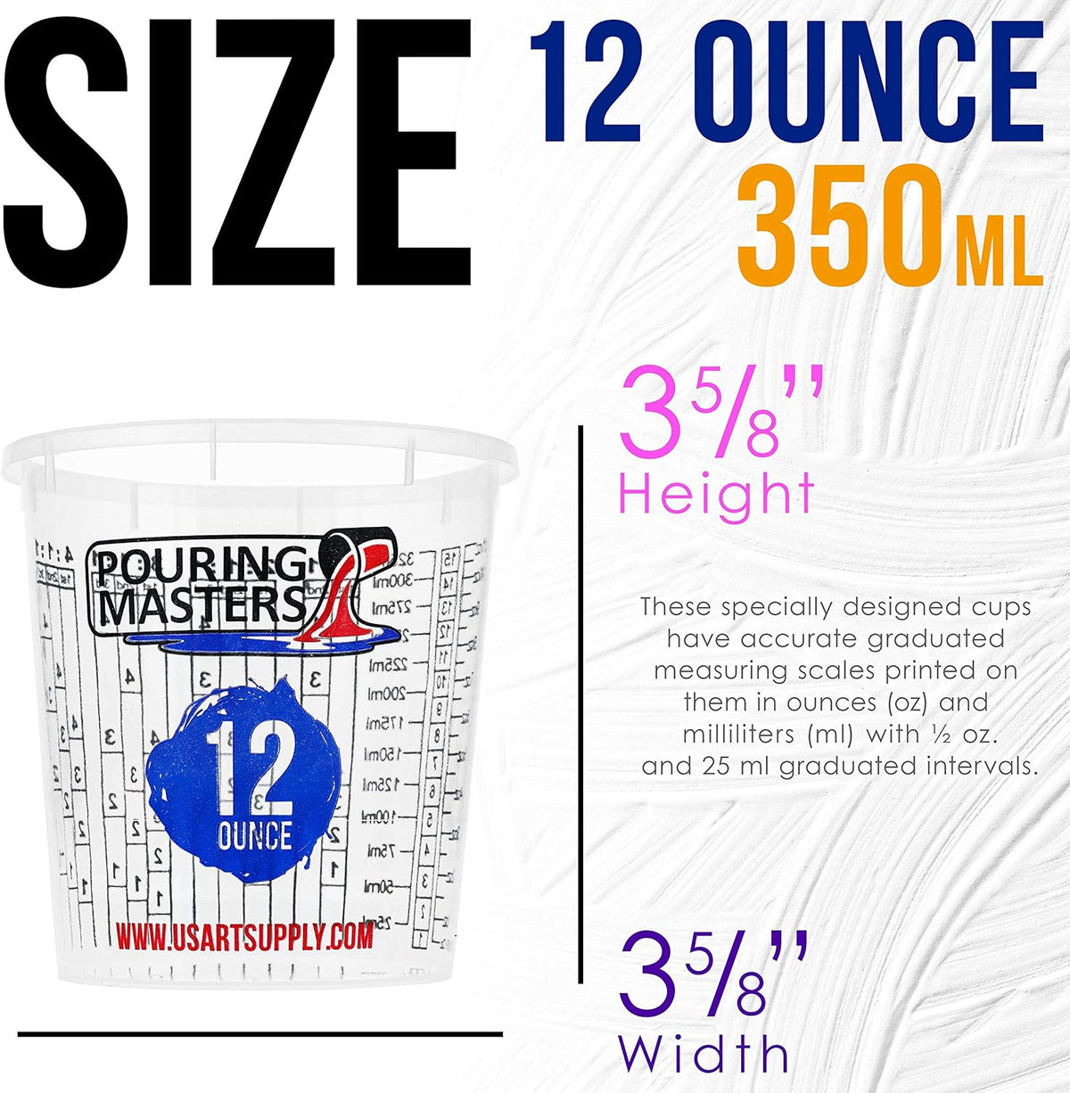 5 Oz (150 ml) Liquid Measuring Cups - Plastic Graduated Cup (50 Pack) with 25 Sticks - Reusable Mixing Cups for Paint, Craft, Kitchen, Lab, Medical Supplies, Epoxy Resin, Art