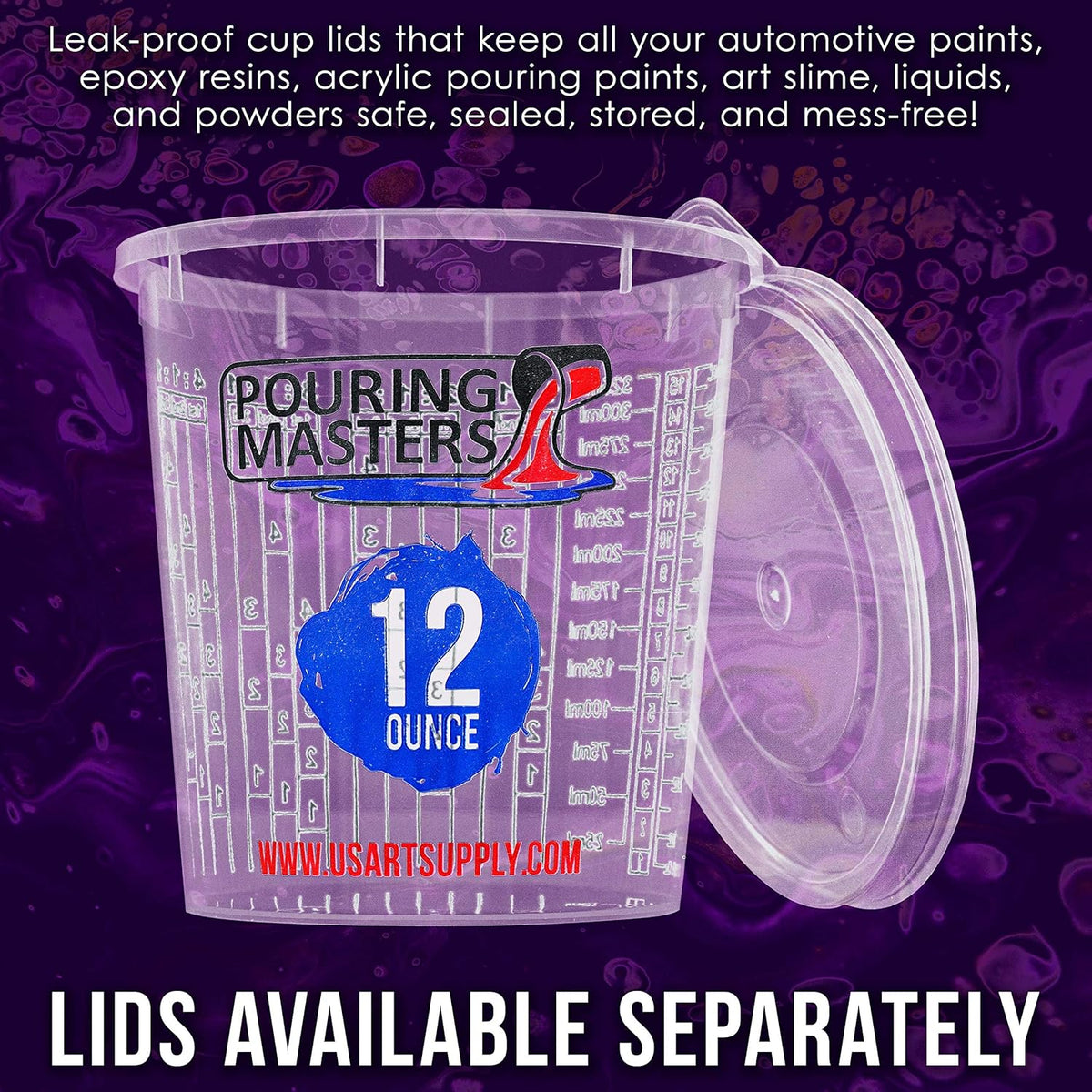 5 Oz (150 ml) Liquid Measuring Cups - Plastic Graduated Cup (50 Pack) with 25 Sticks - Reusable Mixing Cups for Paint, Craft, Kitchen, Lab, Medical Supplies, Epoxy Resin, Art