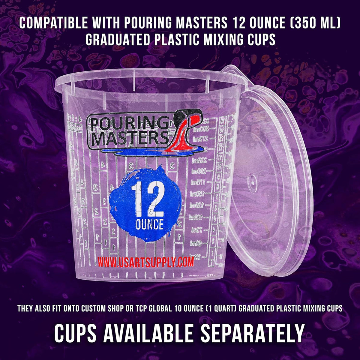5 Oz (150 ml) Liquid Measuring Cups - Plastic Graduated Cup (50 Pack) with 25 Sticks - Reusable Mixing Cups for Paint, Craft, Kitchen, Lab, Medical Supplies, Epoxy Resin, Art