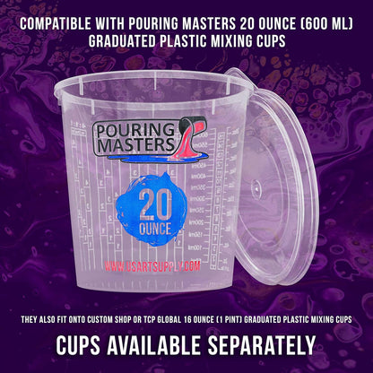 5 Oz (150 ml) Liquid Measuring Cups - Plastic Graduated Cup (50 Pack) with 25 Sticks - Reusable Mixing Cups for Paint, Craft, Kitchen, Lab, Medical Supplies, Epoxy Resin, Art