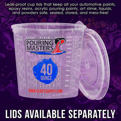5 Oz (150 ml) Liquid Measuring Cups - Plastic Graduated Cup (50 Pack) with 25 Sticks - Reusable Mixing Cups for Paint, Craft, Kitchen, Lab, Medical Supplies, Epoxy Resin, Art