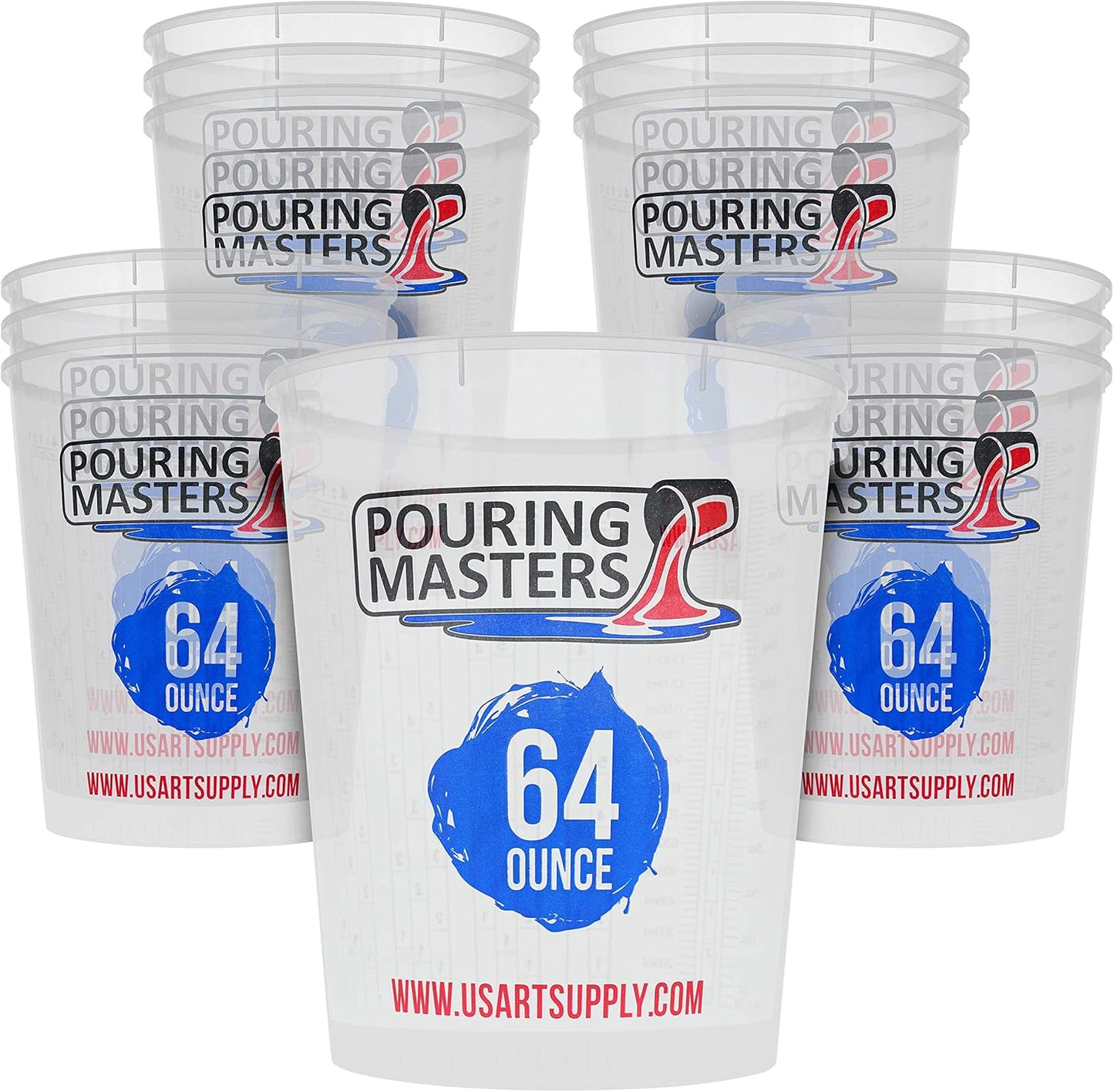 5 Oz (150 ml) Liquid Measuring Cups - Plastic Graduated Cup (50 Pack) with 25 Sticks - Reusable Mixing Cups for Paint, Craft, Kitchen, Lab, Medical Supplies, Epoxy Resin, Art